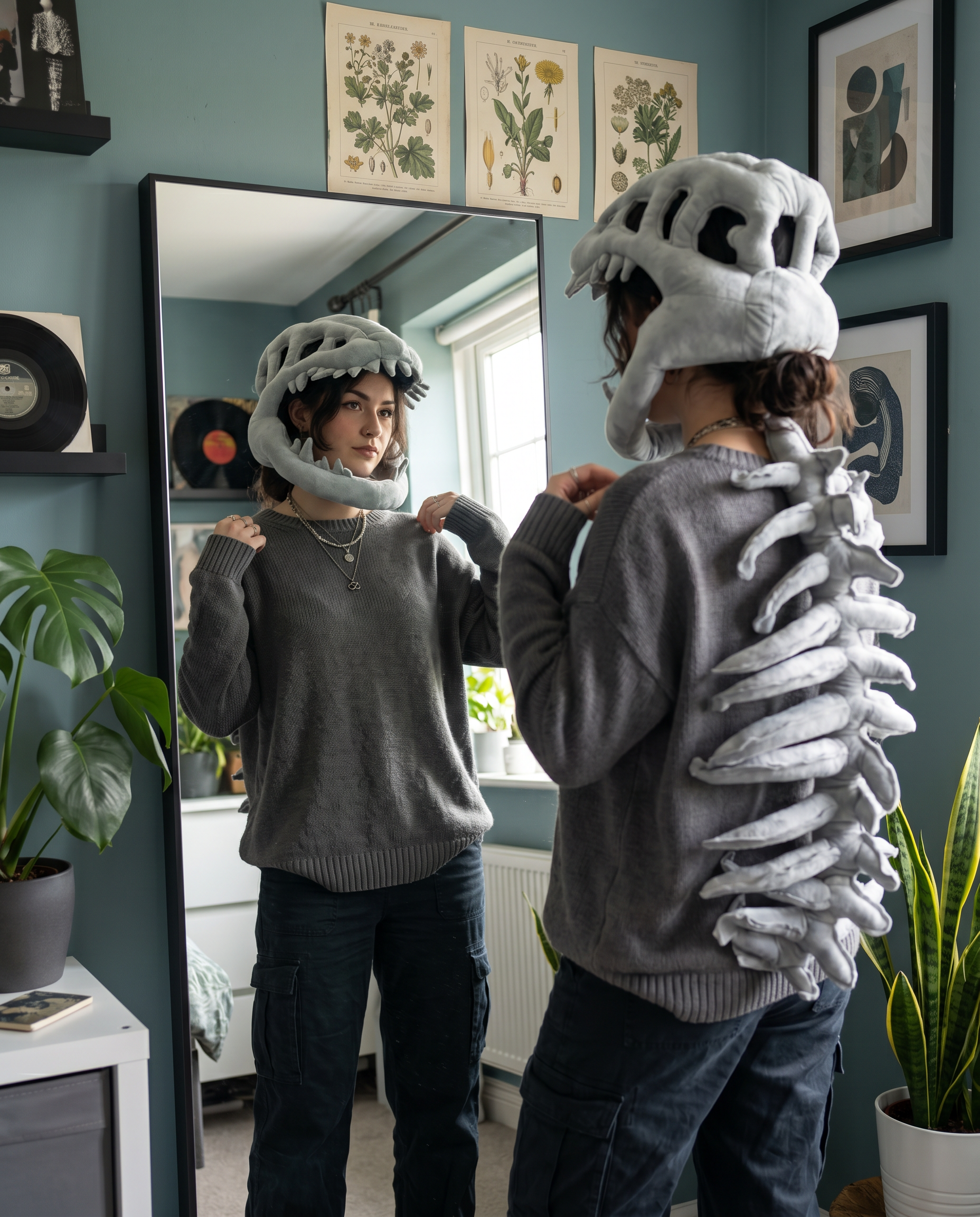 SillyDino Skeleton Dinosaur Plush Spine - Giant Wearable Festival Accessory
